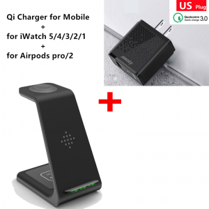 3 in 1 Fast Wireless Chargers for iPhone – US Plug